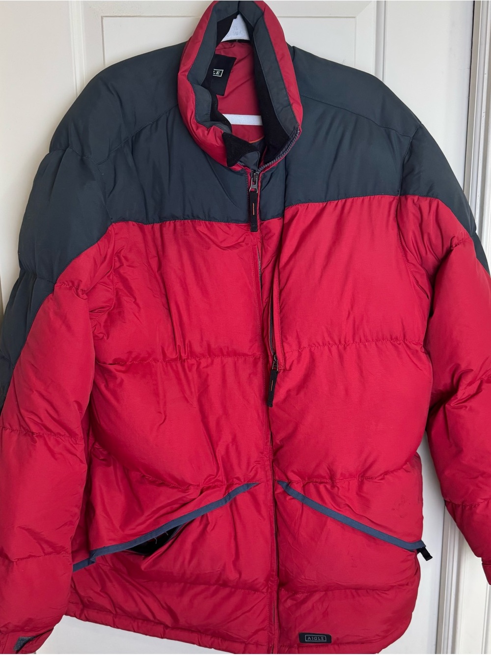 Aigle Men's XL Red Black Down Puffer Jacket